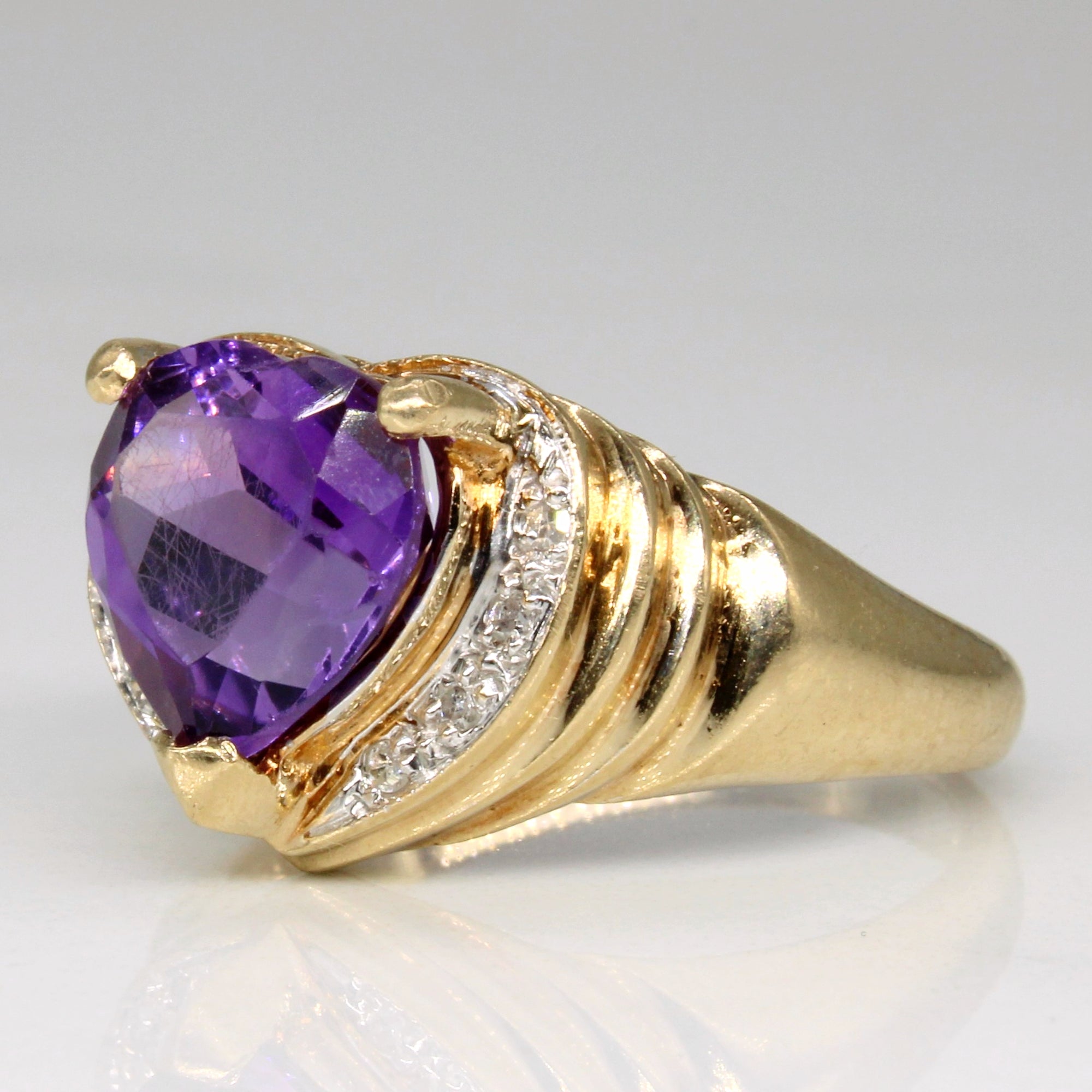 Amethyst Heart Cocktail Ring | 1.95ct, 0.04ctw | SZ 6 |
