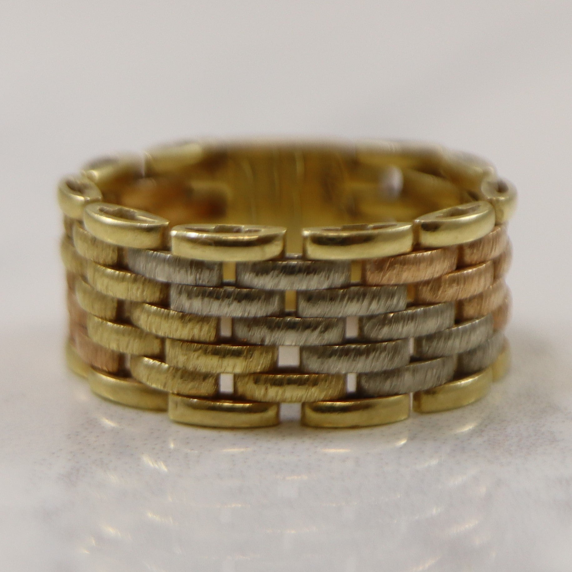 Tri-Tone Gold Chain Link 18k Ring | SZ 7.75 |