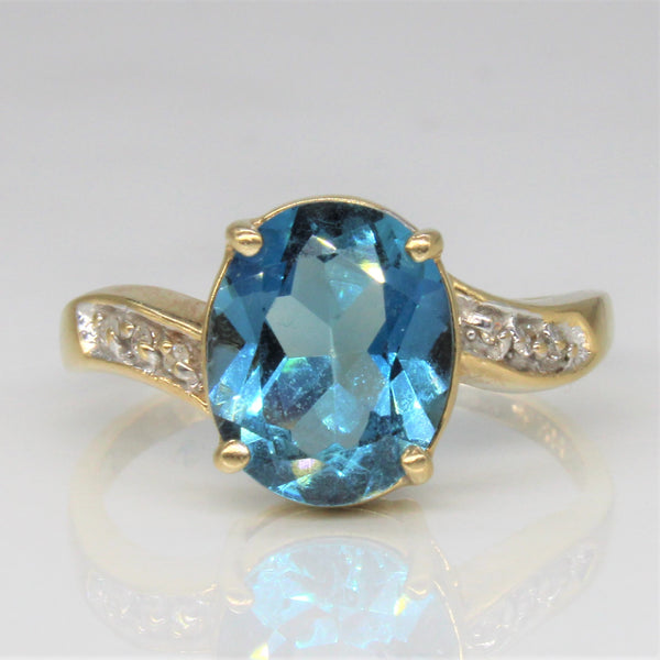 Blue Topaz & Diamond Bypass Ring | 2.75ct, 0.03ctw | SZ 7 |