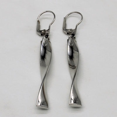 14k White Gold Twisted Earrings