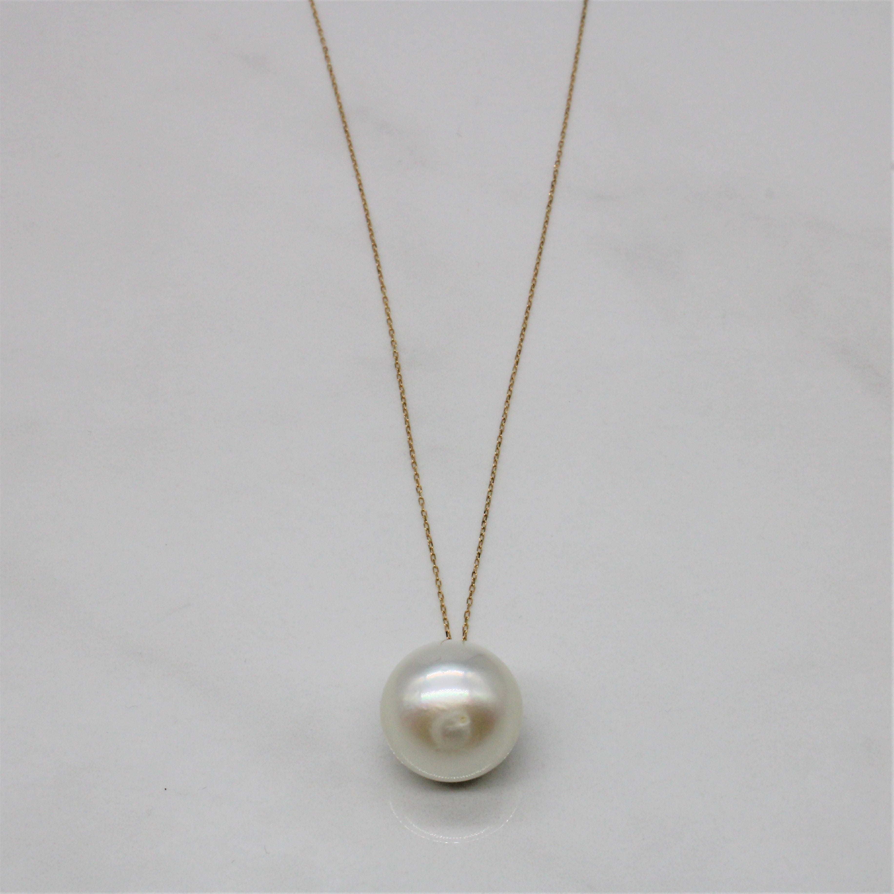 Floating Pearl & Diamond Necklace | 0.07ct | 16" |
