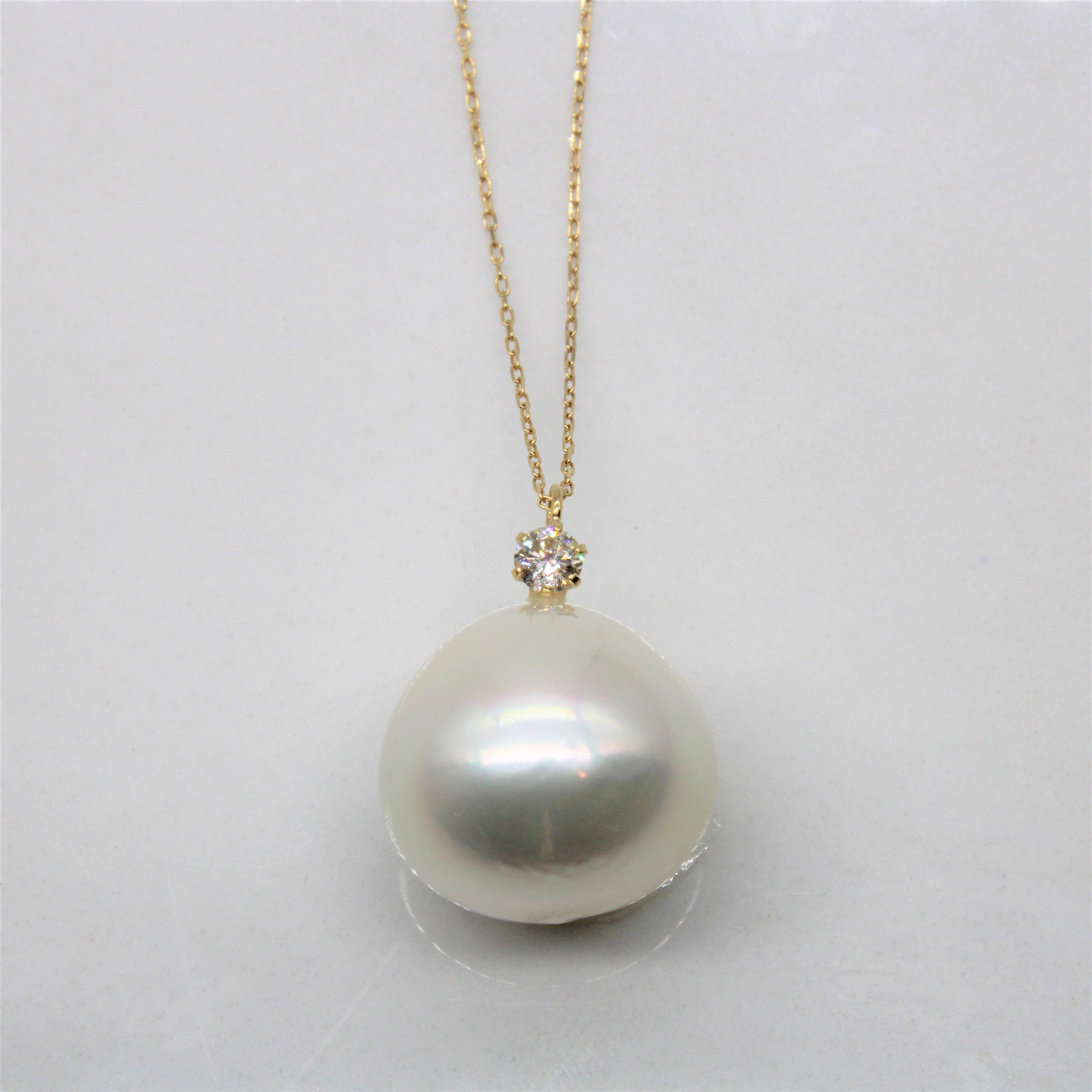 Floating Pearl & Diamond Necklace | 0.07ct | 16" |