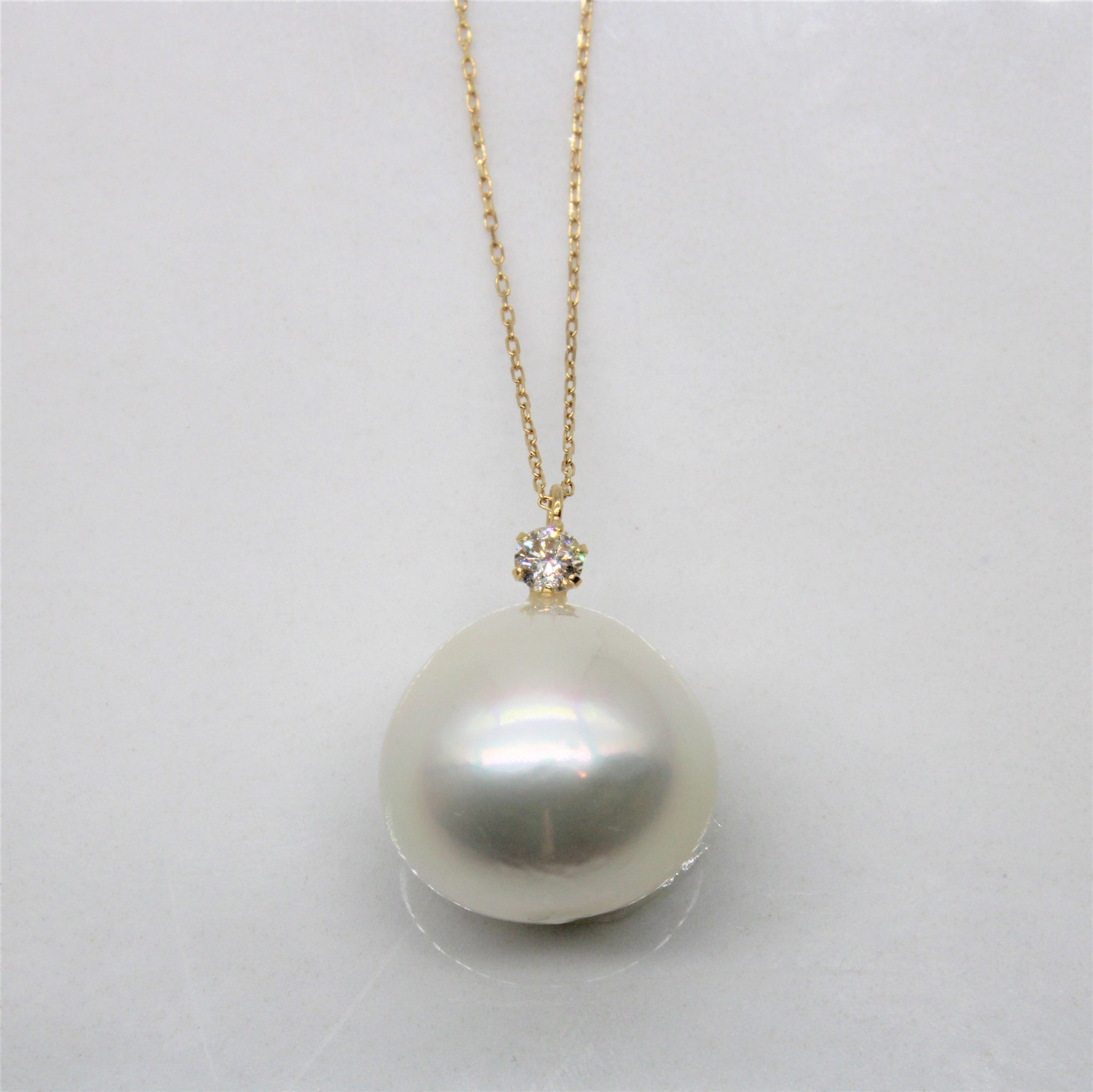 Floating Pearl & Diamond Necklace | 0.07ct | 16