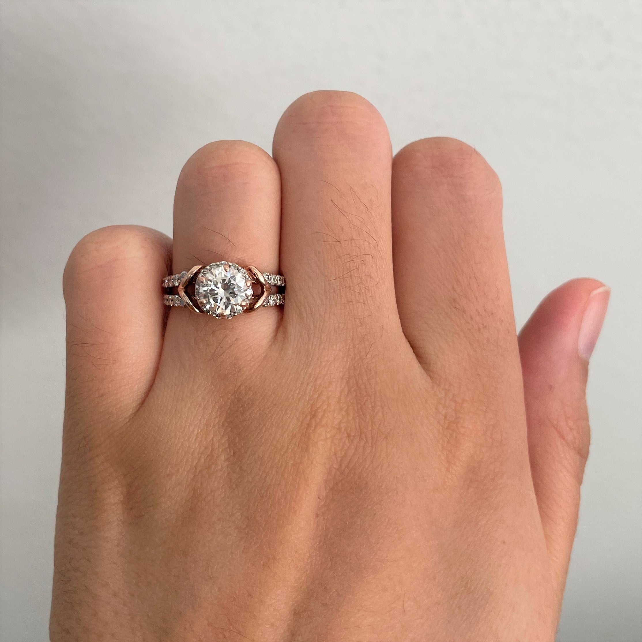 Bague de fiançailles halo diamant à anneau fendu | 1,47 ct | Taille 5,5 | 