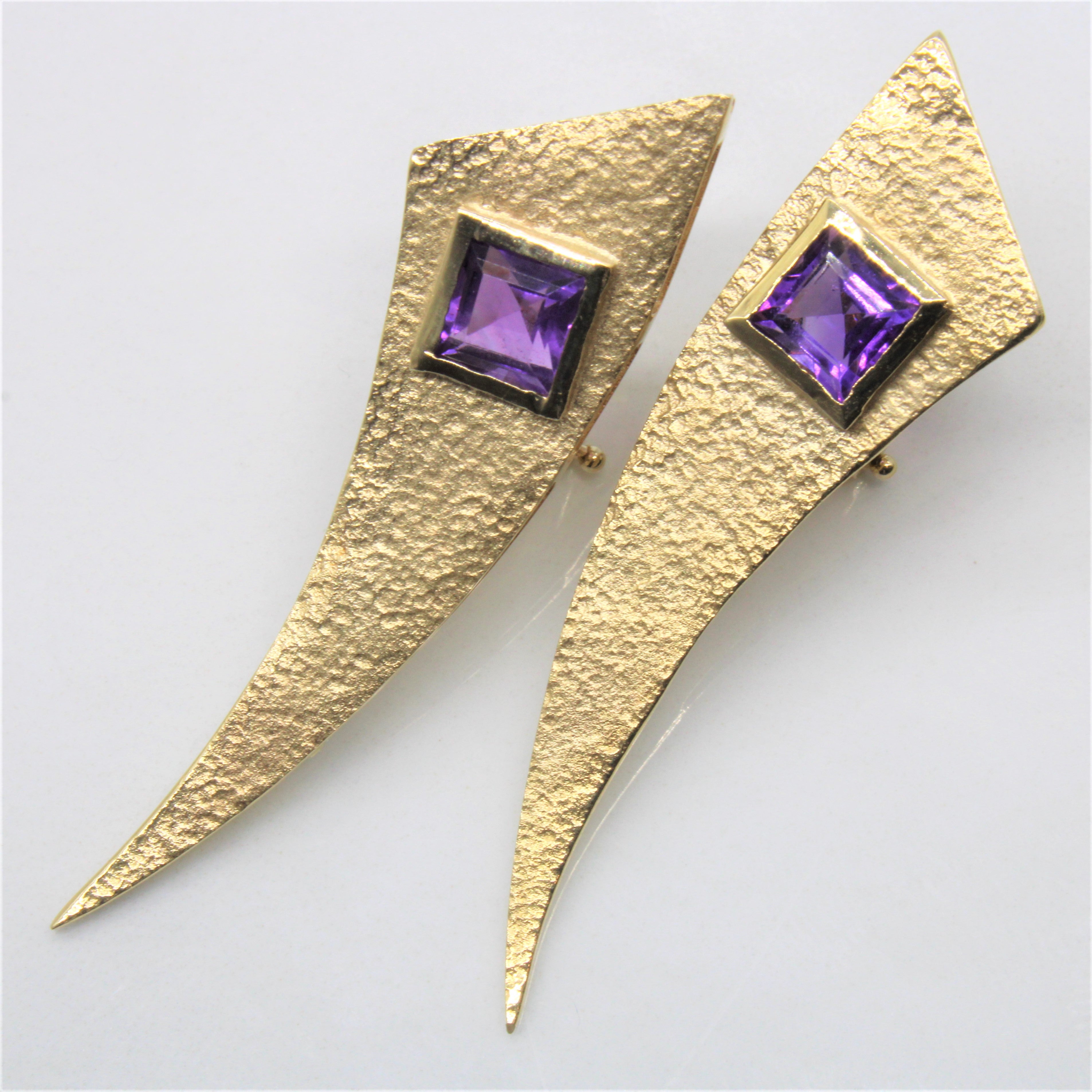 Hammered Amethyst Drop Stud Earrings | 1.50ctw |