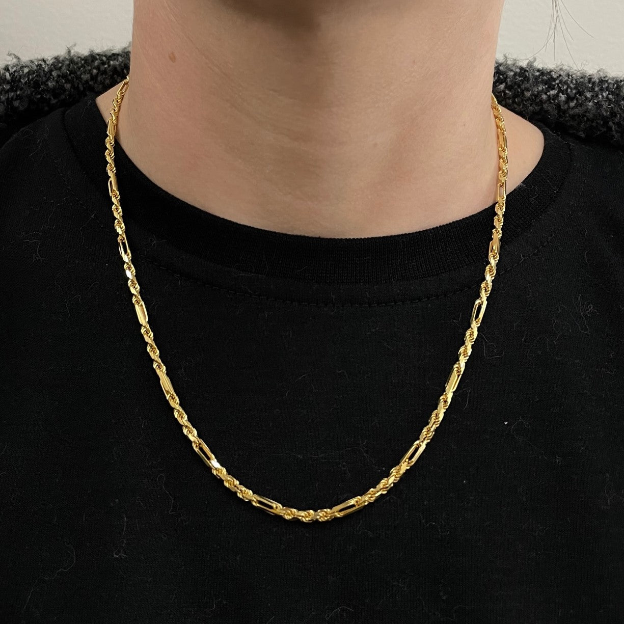 Italian 14k Yellow Gold 'Figarope' Link Chain |