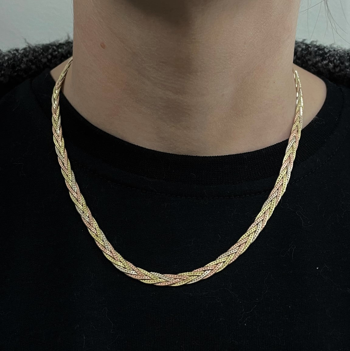 Tri Tone Gold Braided Chain | 18"|