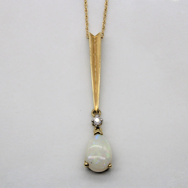 Opal & Diamond Drop Necklace | 0.70ct, 0.02ct | 18