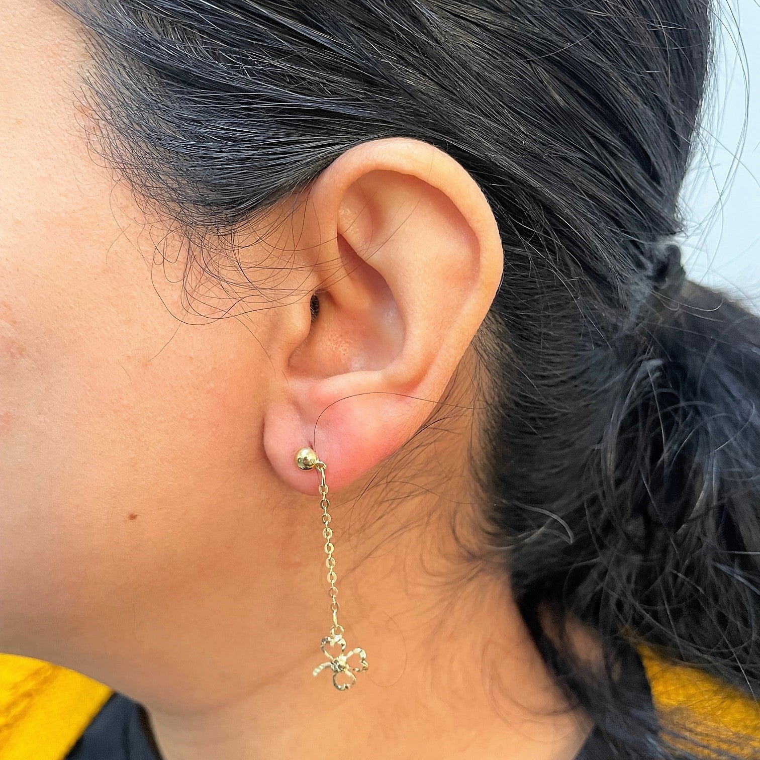 Yellow Gold Chain Dangle Earrings