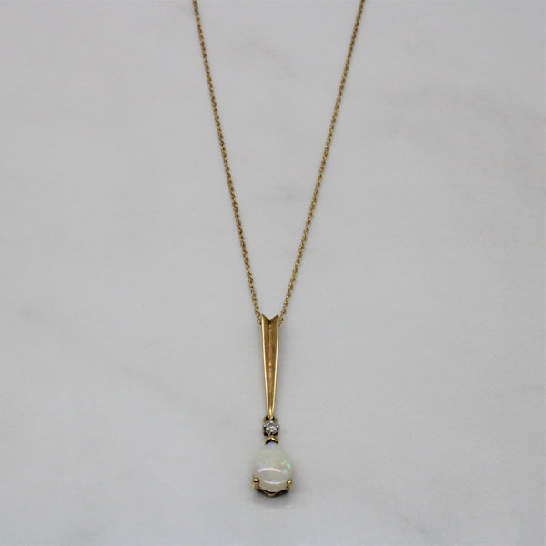 Opal & Diamond Drop Necklace | 0.70ct, 0.02ct | 18