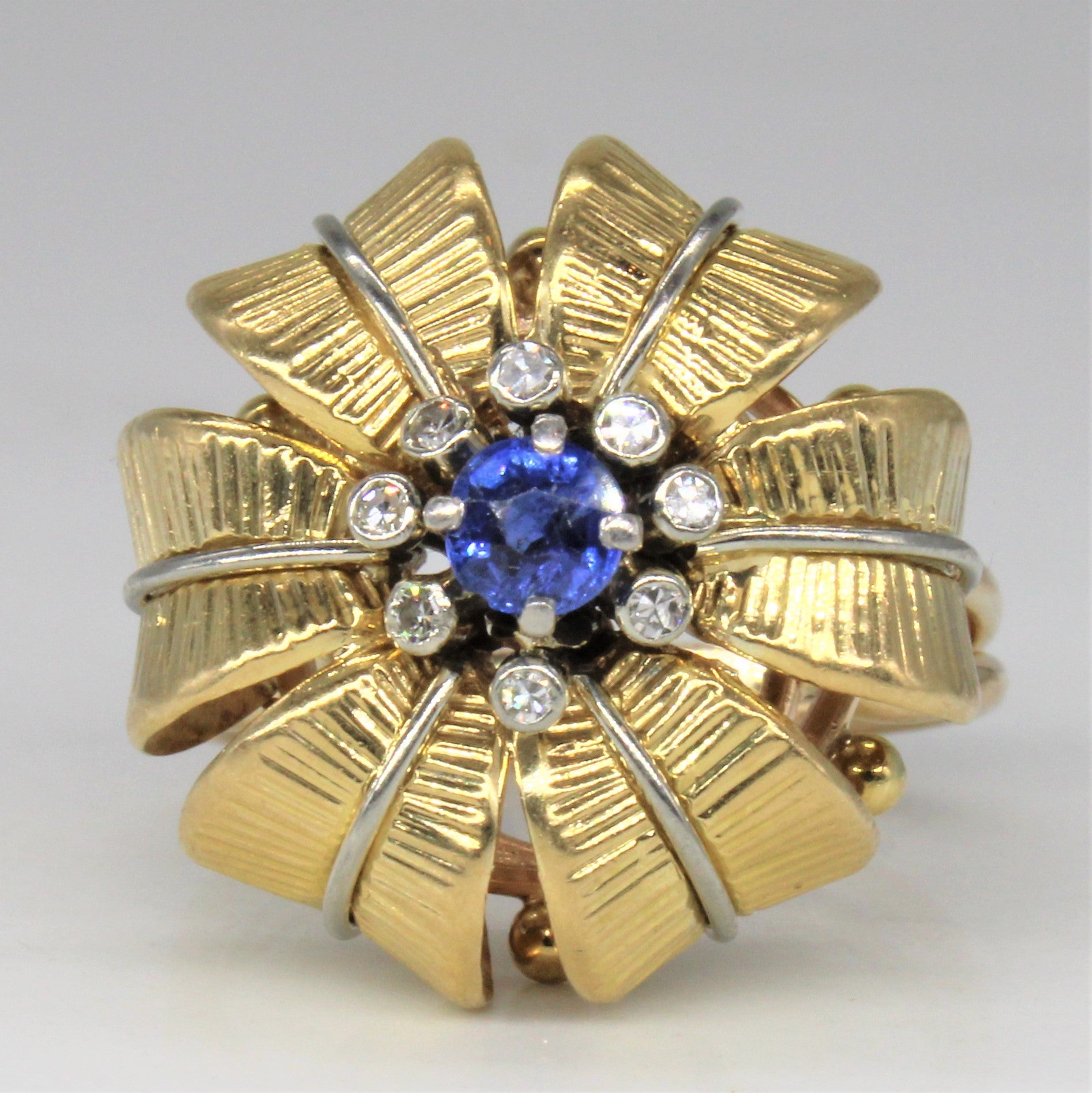 Sapphire & Diamond Flower Ring | 0.25ct, 0.08ctw | SZ 7.5 |