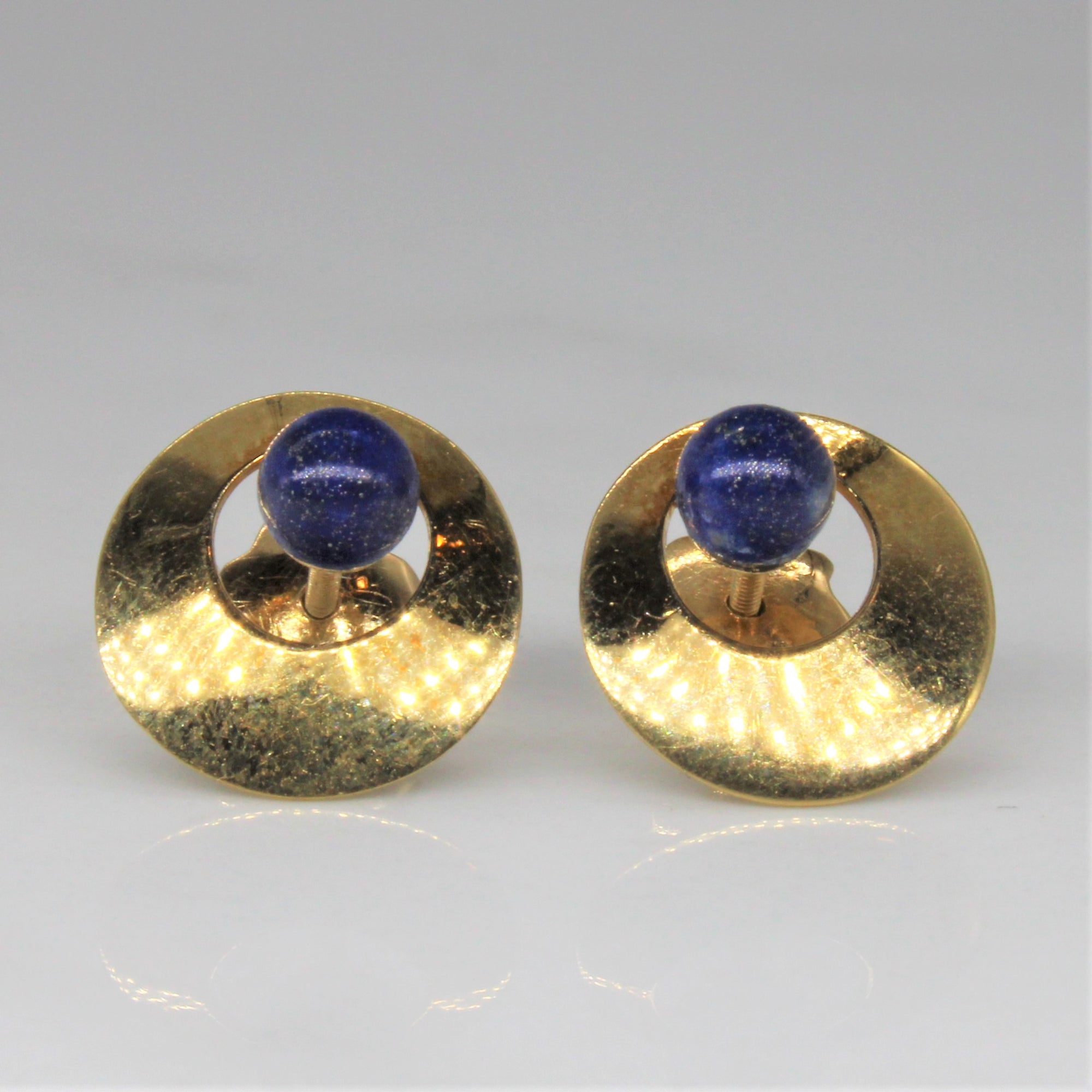 Lapis Lazuli Thread Back Stud Earrings |