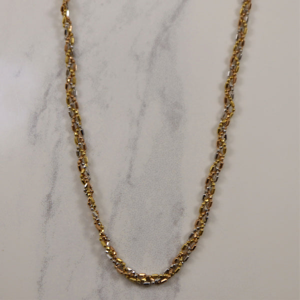 18k Tri Tone Gold Braided Bead Chain | 16