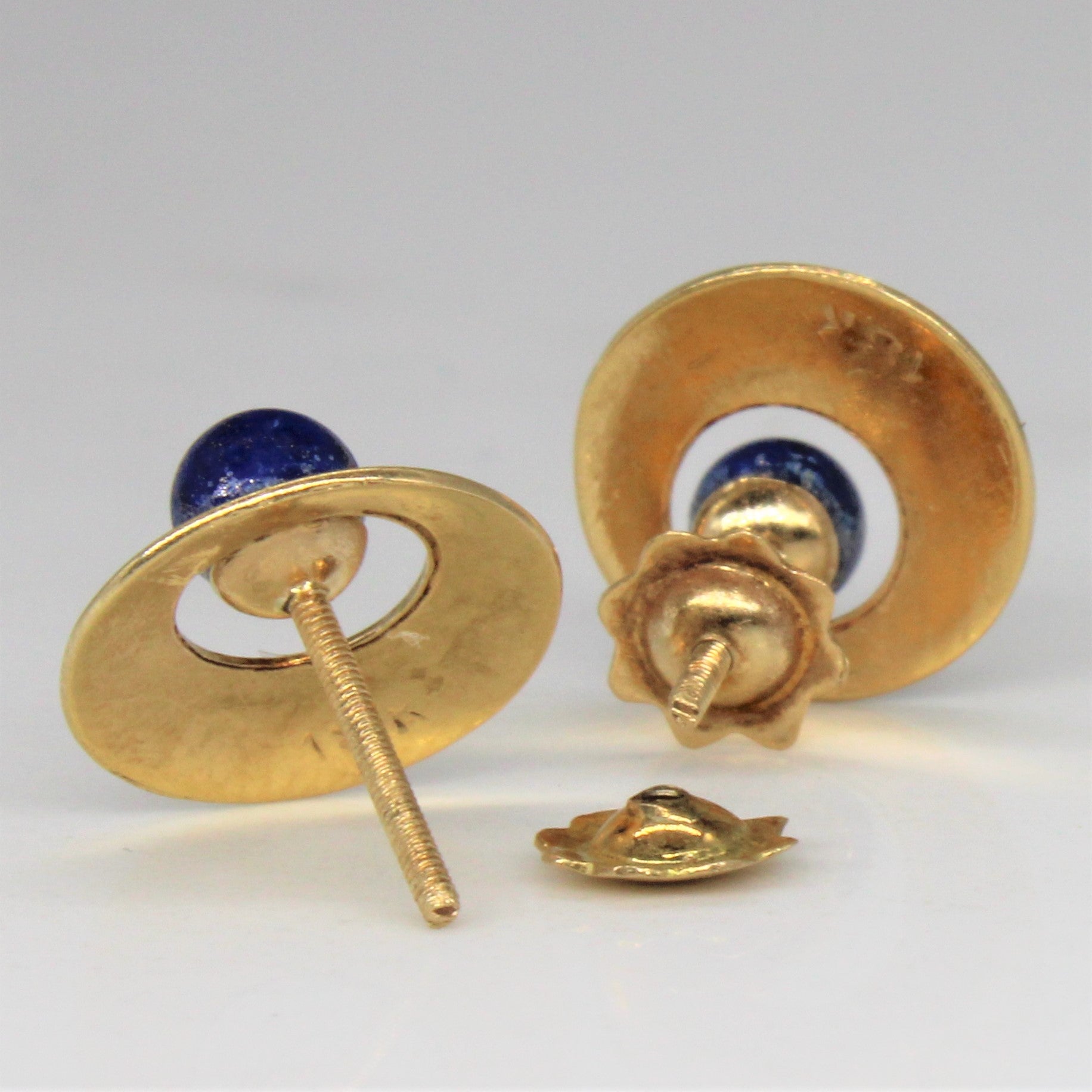 Lapis Lazuli Thread Back Stud Earrings |
