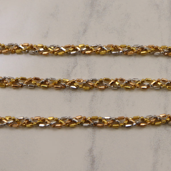 18k Tri Tone Gold Braided Bead Chain | 16
