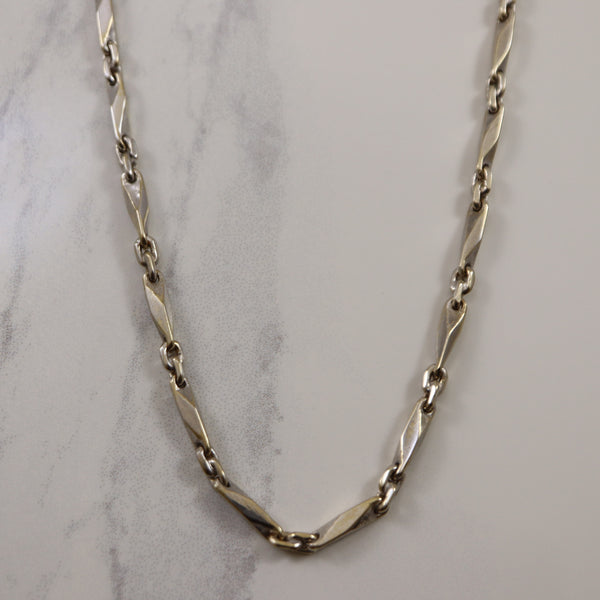 18k White Gold Link & Bar Chain | 16.25