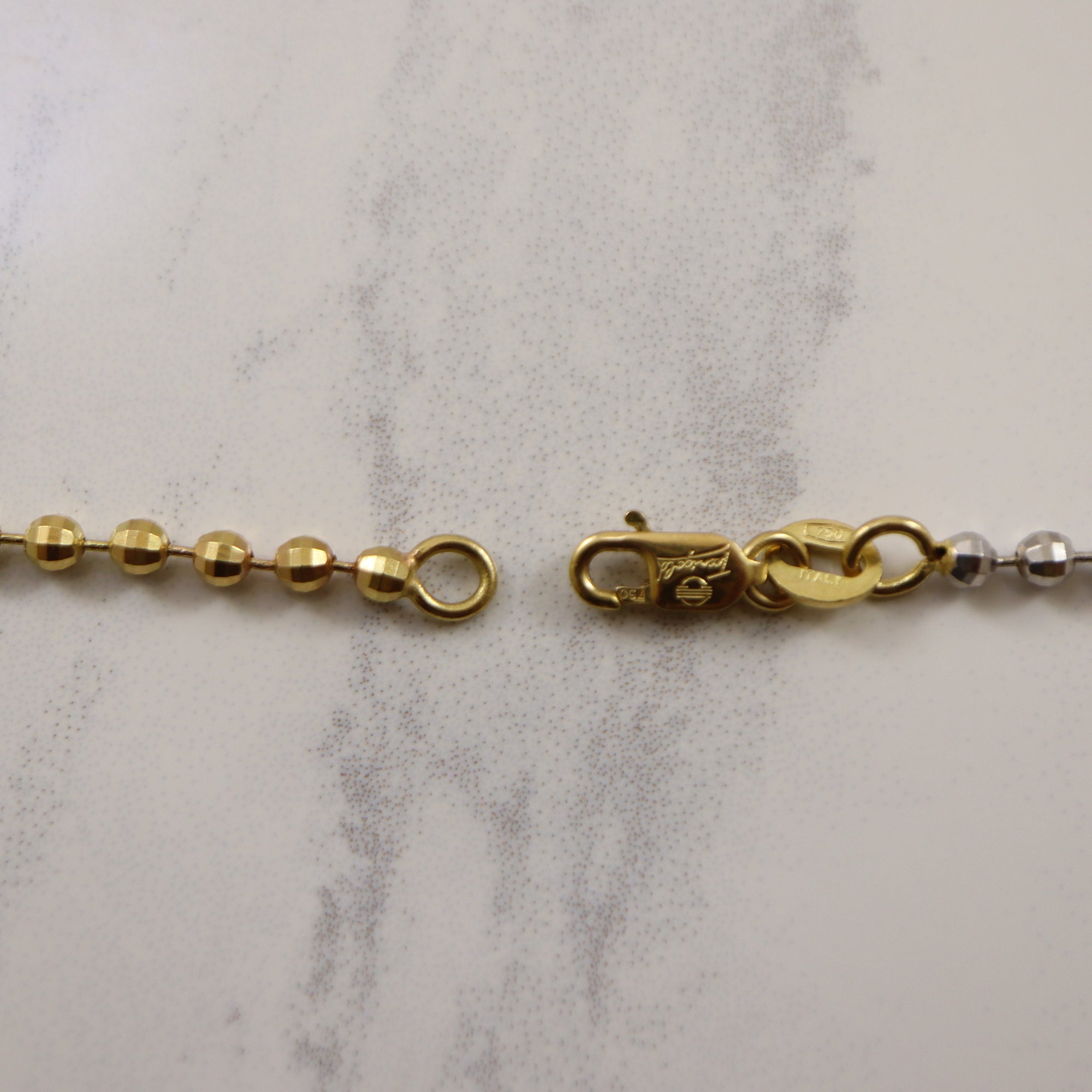 18k Two Tone Gold Ball Link Chain | 18