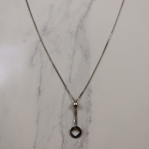 18k White Gold Lariat Style Necklace | 17