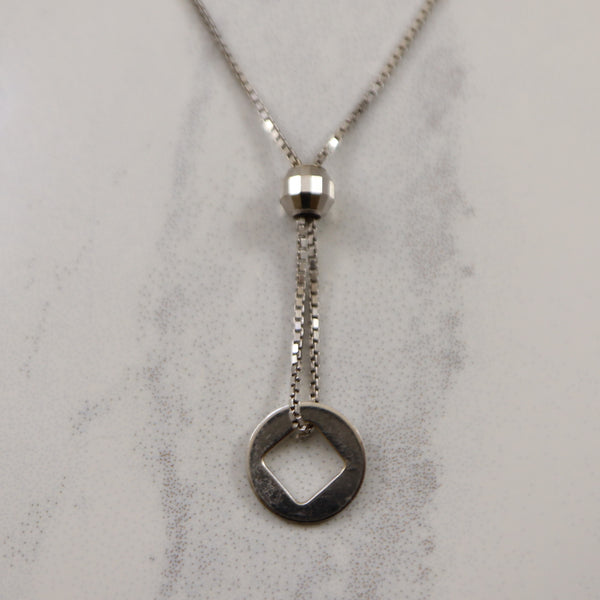 18k White Gold Lariat Style Necklace | 17