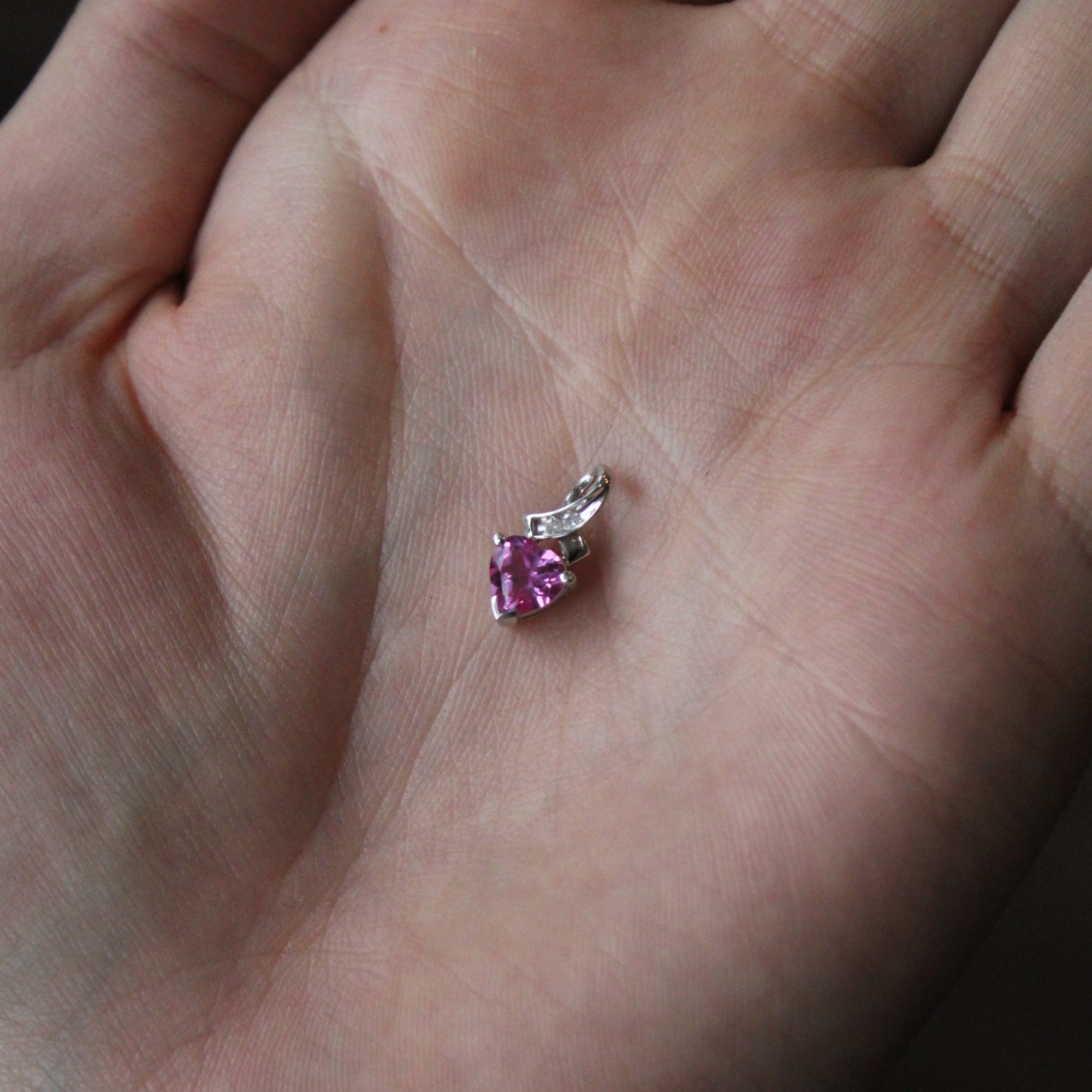 Synthetic Pink Sapphire & Diamond Heart Pendant | 0.90ct, 0.02ctw |