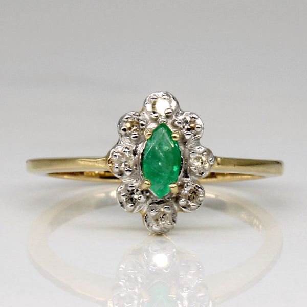 Emerald & Diamond Halo Ring | 0.10ct, 0.08ctw | SZ 5.75 |