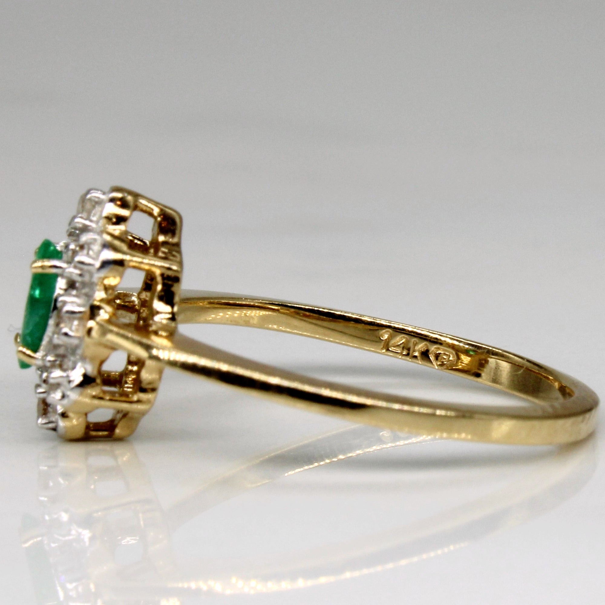 Emerald & Diamond Halo Ring | 0.10ct, 0.08ctw | SZ 5.75 |