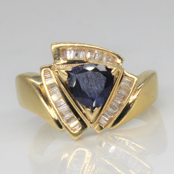 Trillion Cut Sapphire & Diamond Cocktail Ring | 0.70ct, 0.25ctw | SZ 7.25 |