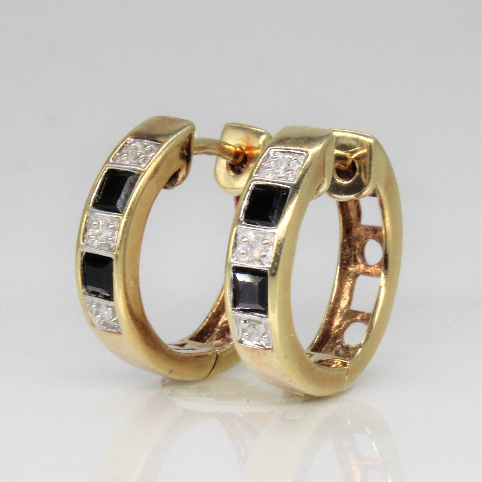 Sapphire & Diamond Hoop Earrings | 0.26ctw, 0.03ctw |