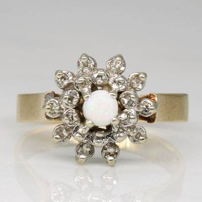 Opal & Diamond Flared Halo Ring | 0.15ct, 0.10ctw | SZ 8 |