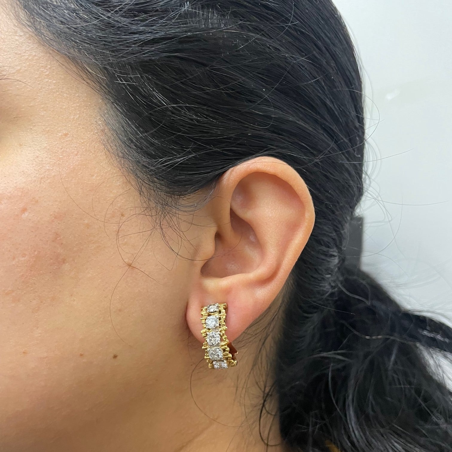 Textured Diamond Hoop Earrings | 2.22ctw |