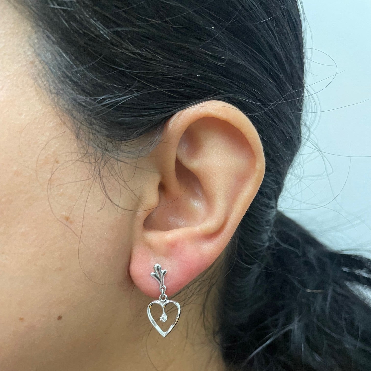 Diamond Hanging Hearts Earrings | 0.02ctw |