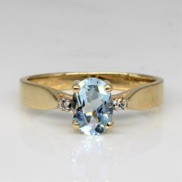 Aquamarine & Diamond Three Stone Ring | 0.50ct, 0.02ctw | SZ 6 |
