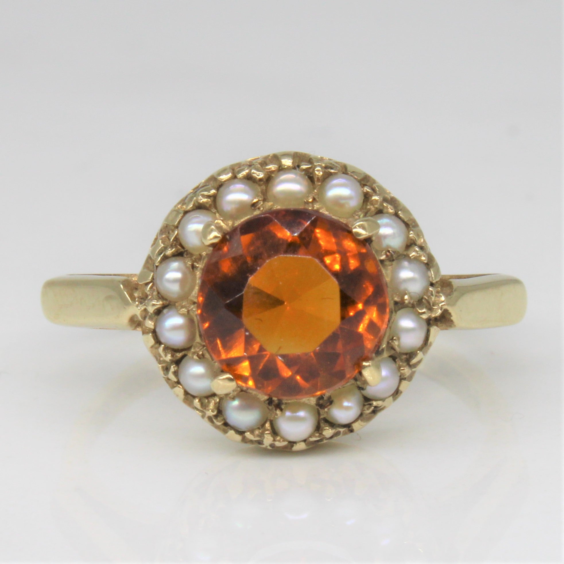Citrine & Seed Pearl Cocktail Ring | 1.50ct | SZ 7 |