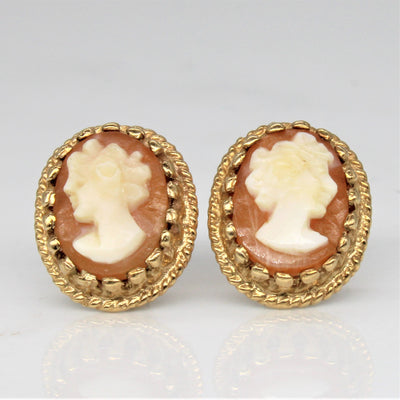 Retro Shell Cameo Stud Earrings | 2.30ctw |
