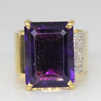Amethyst & Diamond Cocktail Ring | 9.75ct, 0.16ctw | SZ 7 |