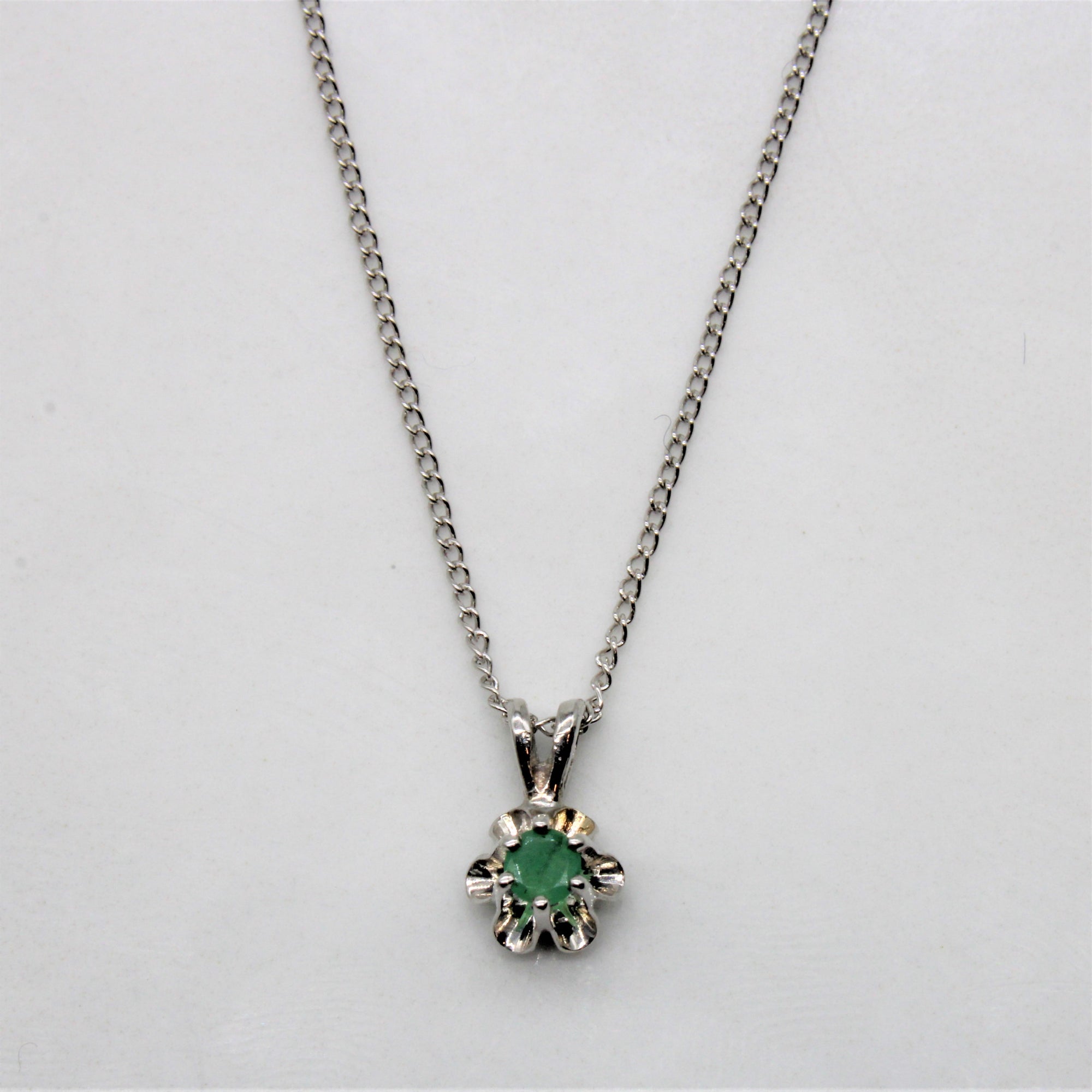 Belcher Set Emerald Necklace | 0.08ct | 16
