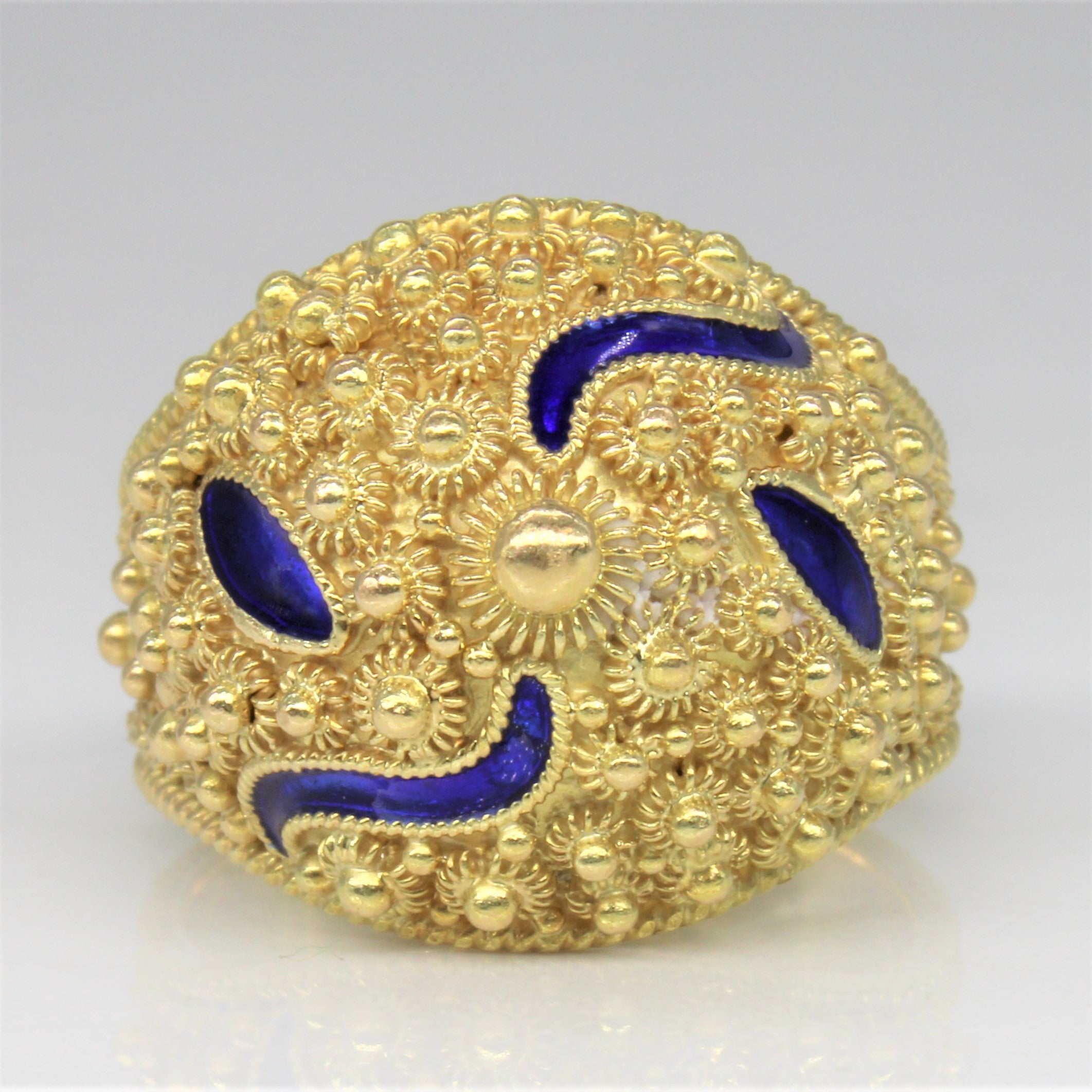 Blue Enamel Cocktail Ring | SZ 7.5 |