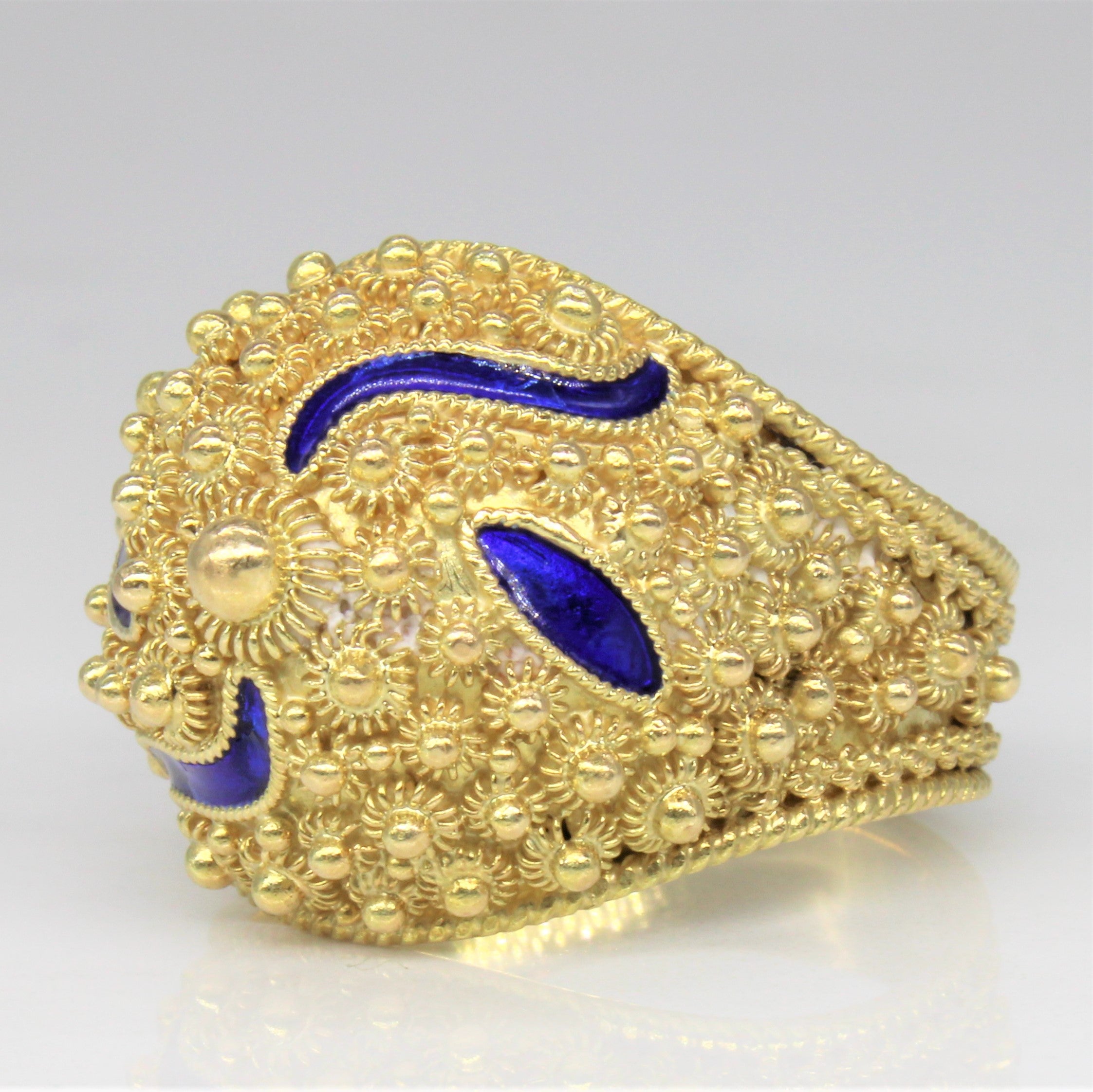 Blue Enamel Cocktail Ring | SZ 7.5 |