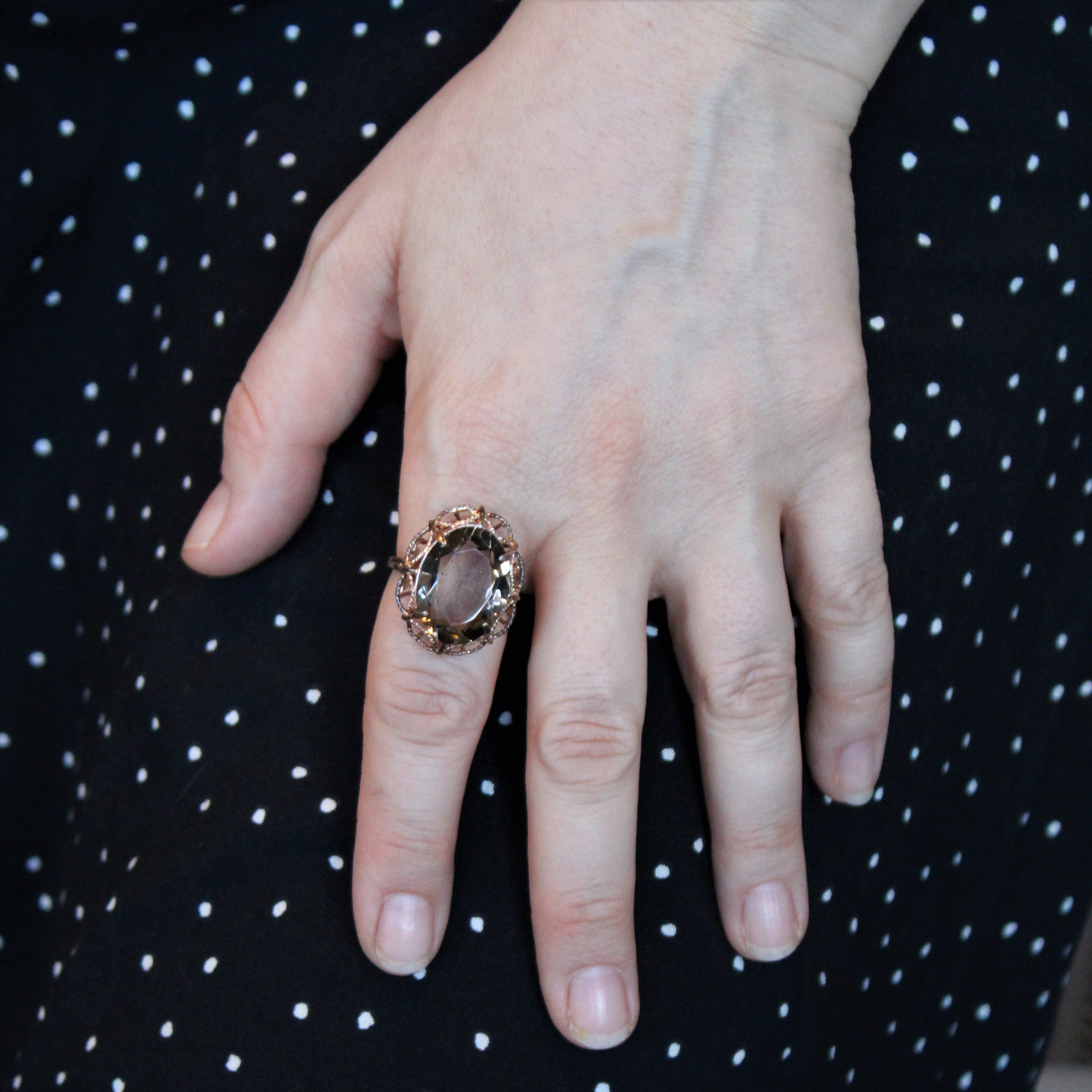 Smokey Quartz Cocktail Ring | 10.50ct | SZ 9.5 |