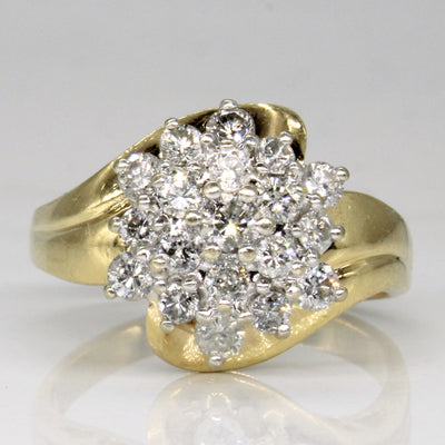 Diamond Cluster Waterfall Ring | 0.90ctw | SZ 8.25 |