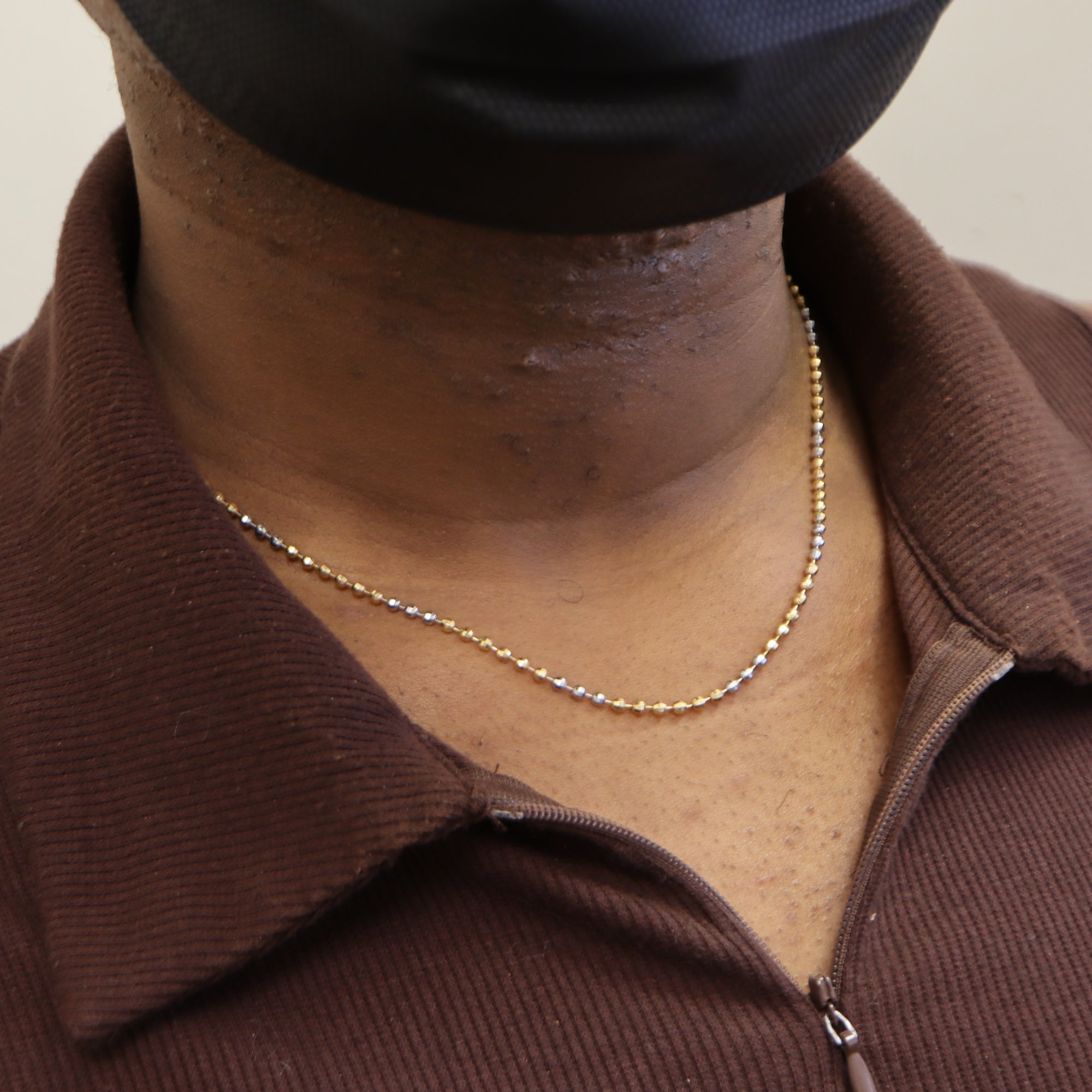 18k Two Tone Gold Ball Link Chain 18" 100 Ways