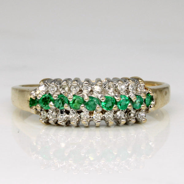 Emerald & Diamond Bar Ring | 0.12ctw, 0.10ctw | SZ 8.75 |