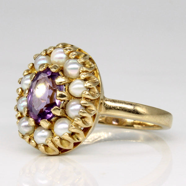 Amethyst & Pearl Cocktail Ring | 0.60ct | SZ 5.25 |
