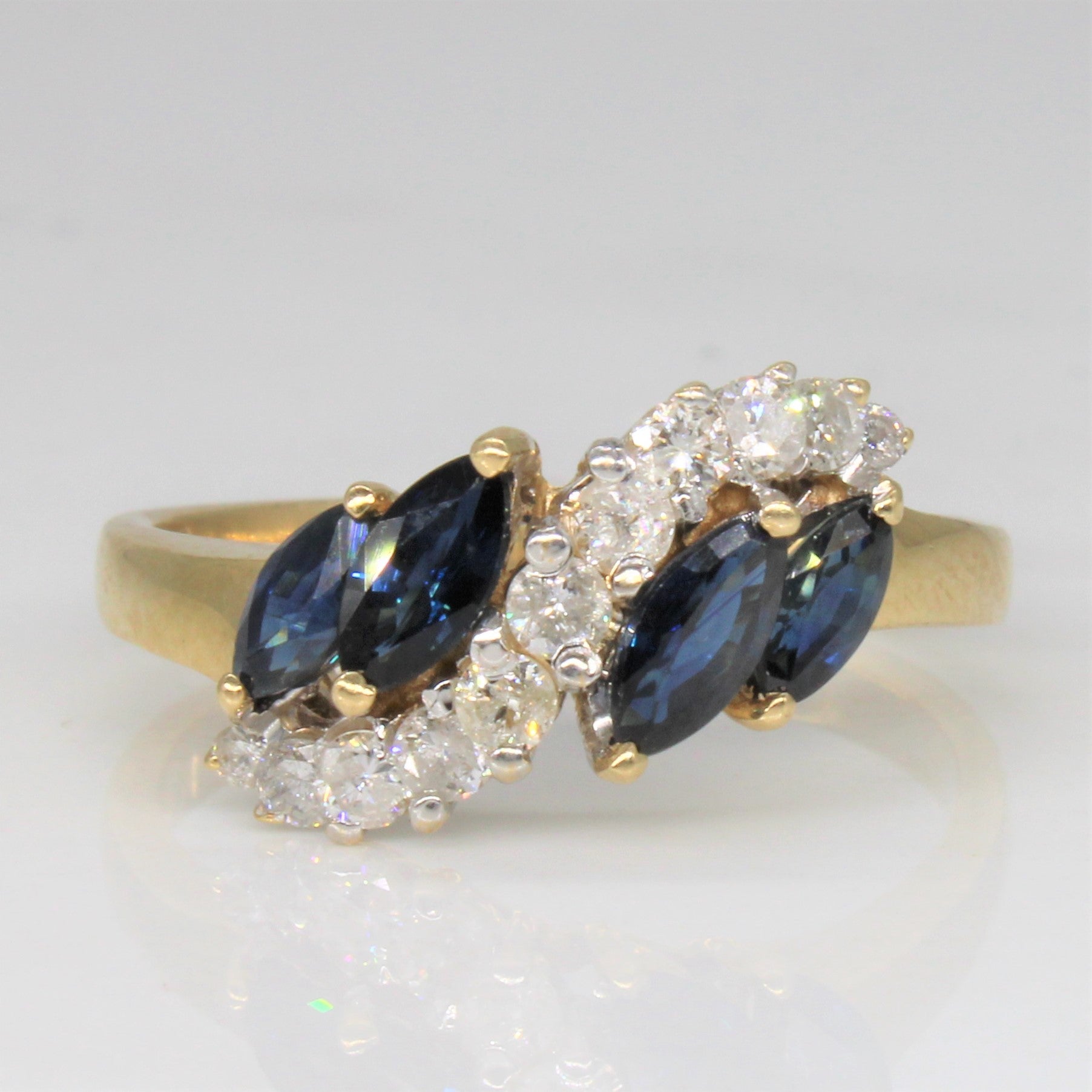 Sapphire & Diamond Cascade Bypass Ring | 0.55ctw, 0.33ctw | SZ 8.5 |