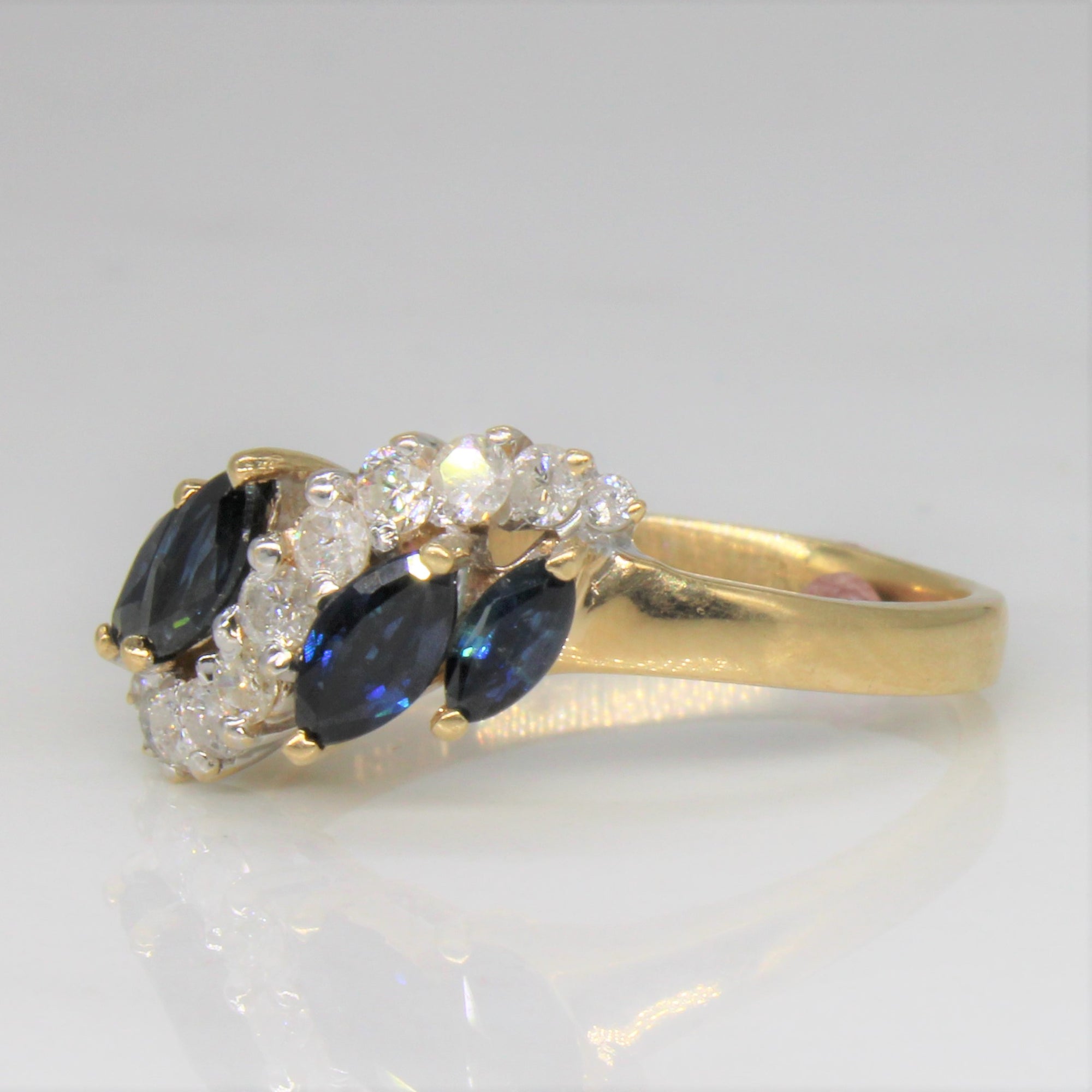 Sapphire & Diamond Cascade Bypass Ring | 0.55ctw, 0.33ctw | SZ 8.5 |