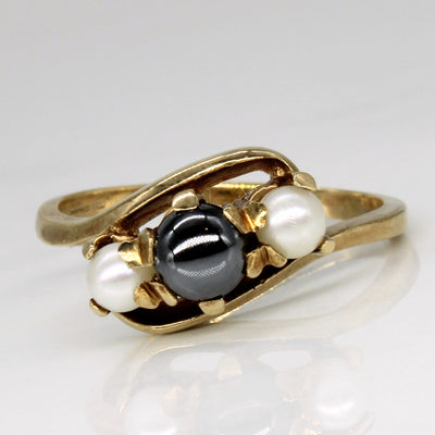 Hematite & Pearl Bypass Ring | 2.00ct | SZ 8.5 |