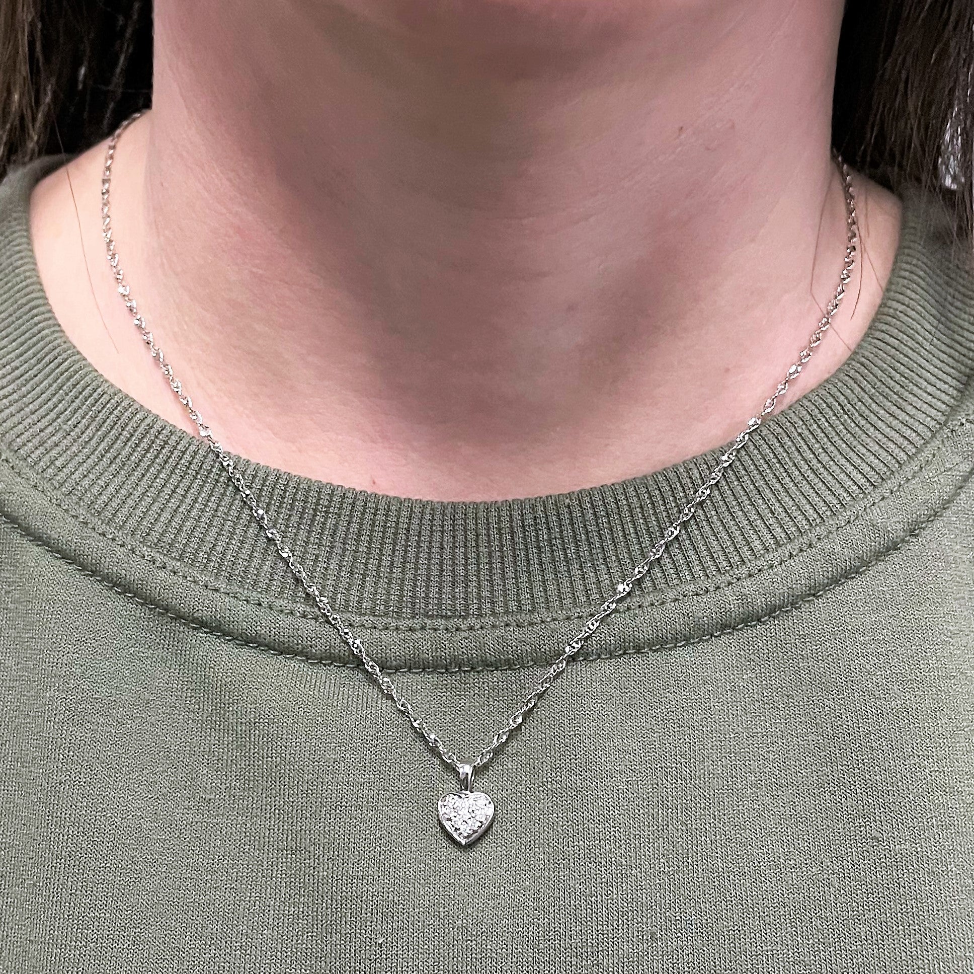 Pave Diamond Heart Necklace | 0.10ctw | 18