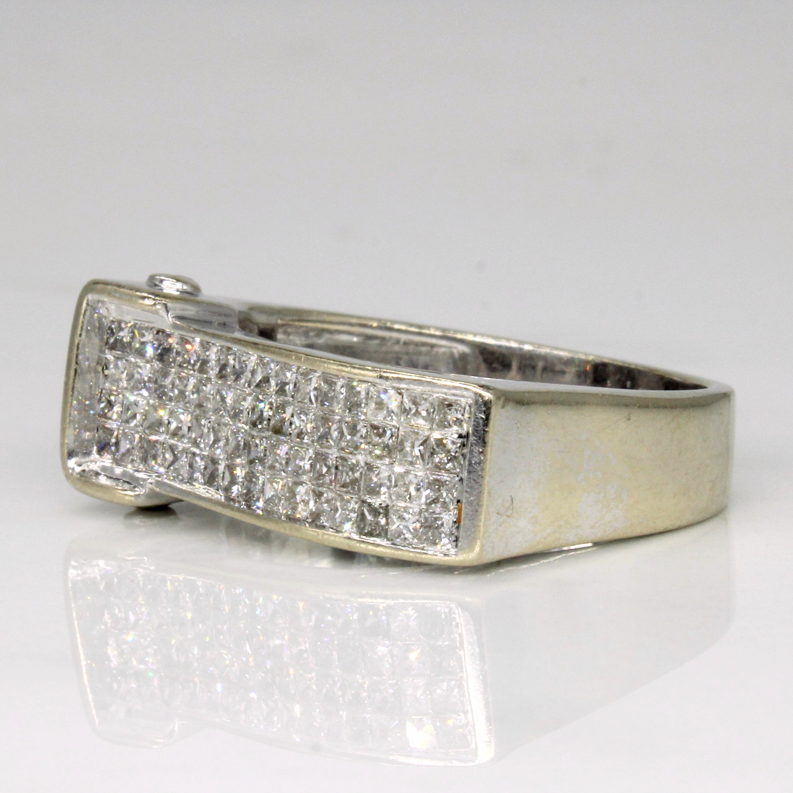 Princess Cut Invisible Diamond Unique Ring | 1.20ctw | SZ 10.25 |