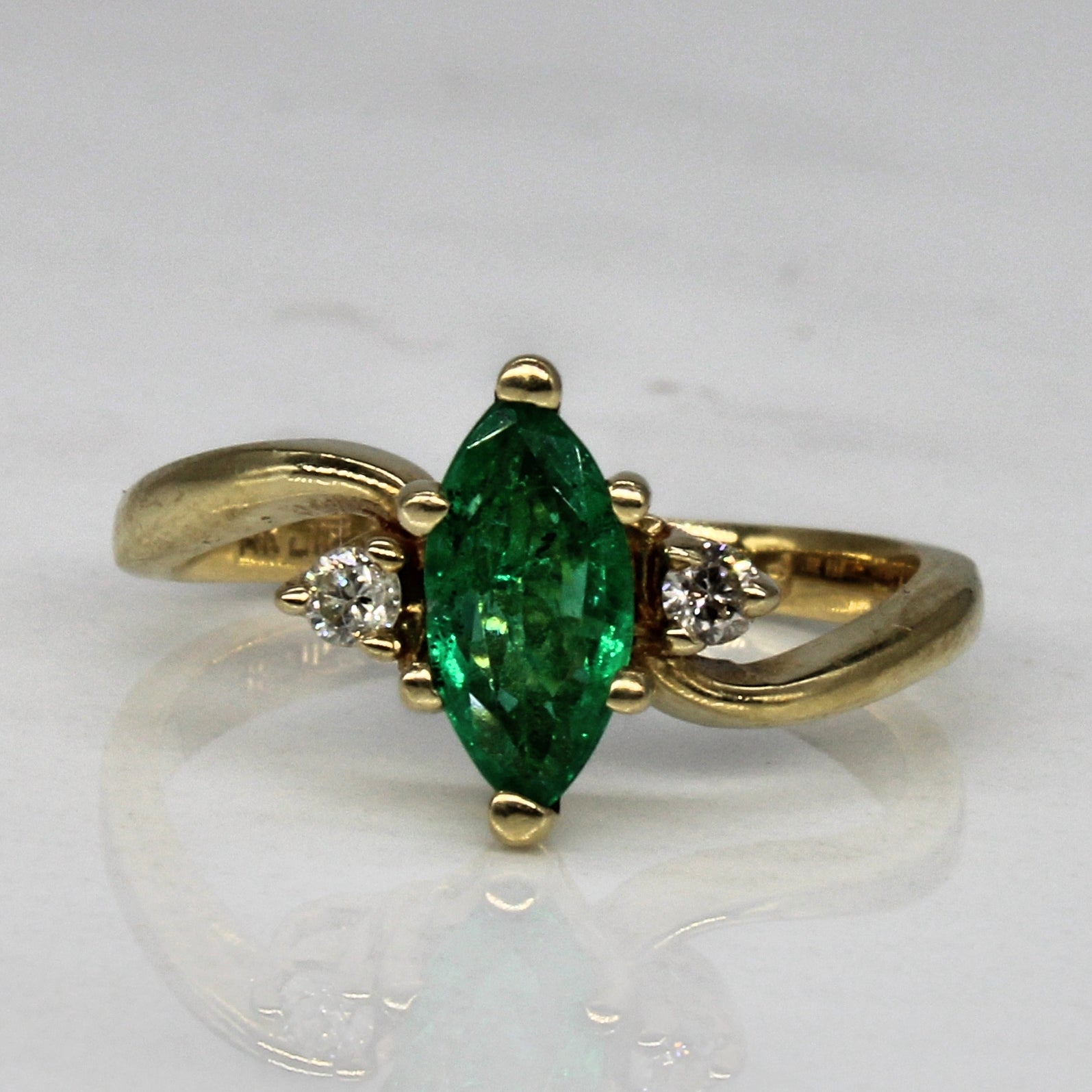 Emerald & Diamond Waterfall Ring | 0.28ct, 0.04ctw | SZ 3.5 |