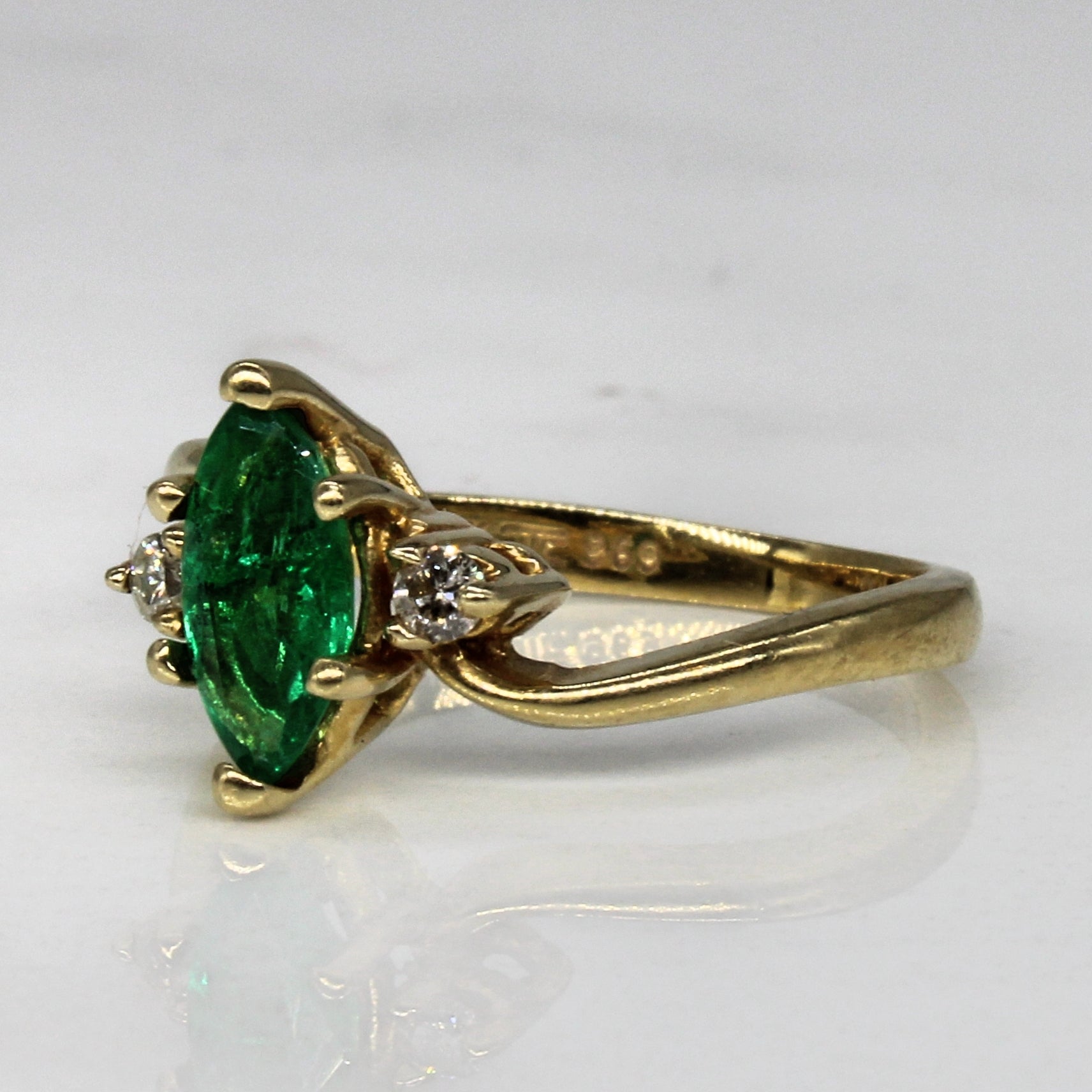 Emerald & Diamond Waterfall Ring | 0.28ct, 0.04ctw | SZ 3.5 |